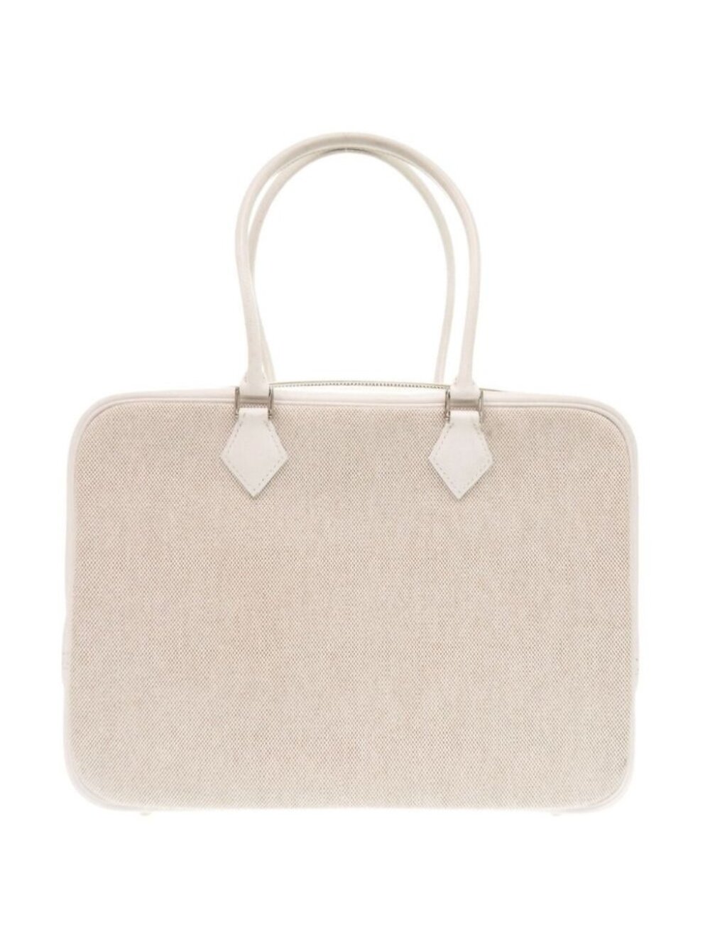 Hermes Plume 32 Courchevel Toile H White Silver Handbag